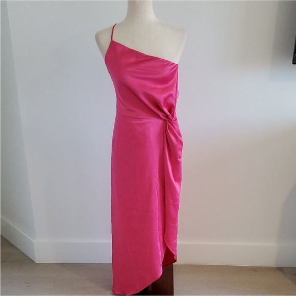 NWT o.p.t. Elegant One Shoulder Pink Dress - Picture 3 of 7